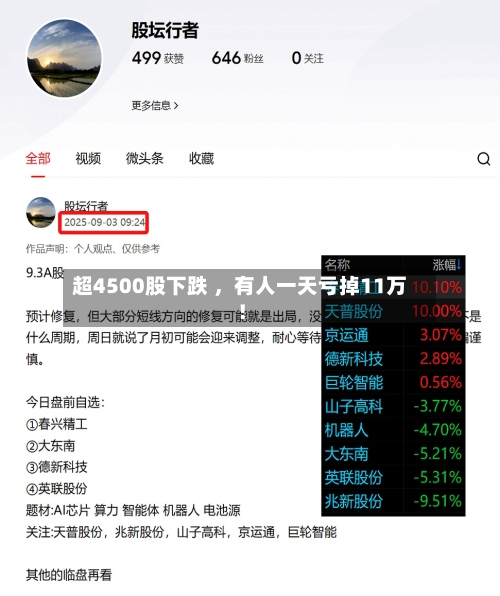 超4500股下跌 ，有人一天亏掉11万！-第3张图片