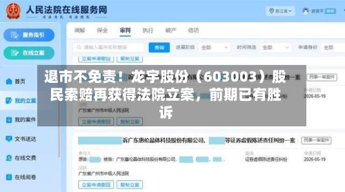 退市不免责！龙宇股份（603003）股民索赔再获得法院立案	，前期已有胜诉-第3张图片