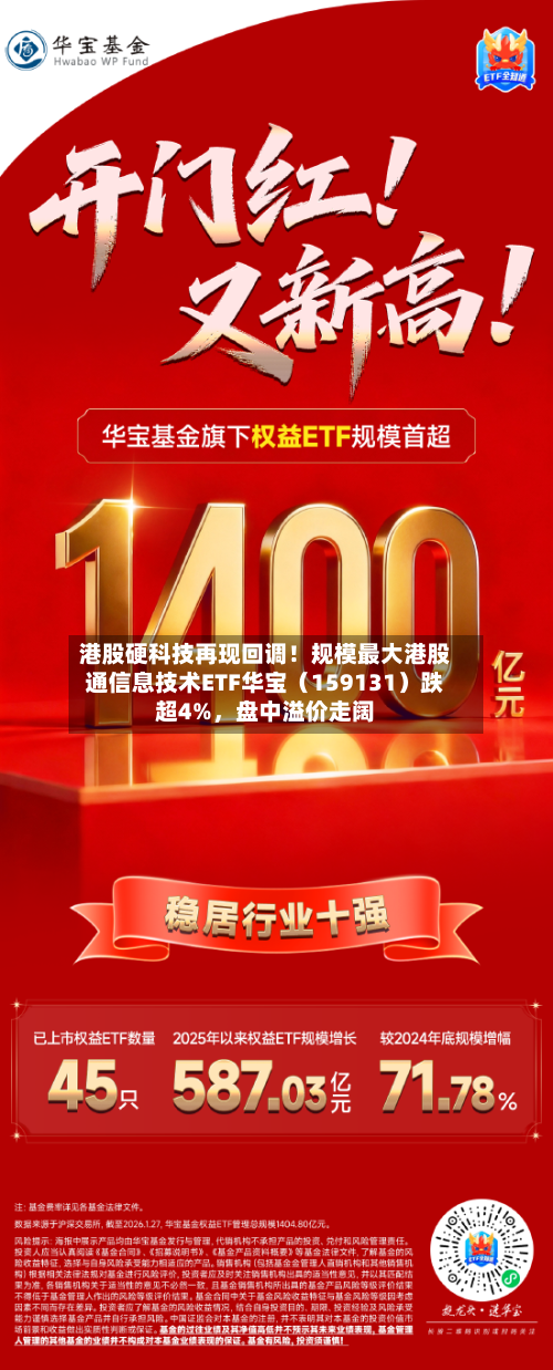 港股硬科技再现回调！规模最大港股通信息技术ETF华宝（159131）跌超4%，盘中溢价走阔-第2张图片