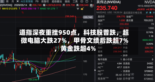 道指深夜重挫950点，科技股普跌	，超微电脑大跌27%，甲骨文绩后跌超7%，黄金跌超4%-第3张图片
