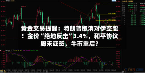 黄金交易提醒：特朗普取消对伊空袭！金价“绝地反击	”3.4%，和平协议周末或签，牛市重启？-第2张图片