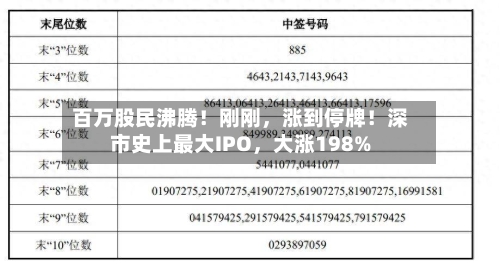 百万股民沸腾！刚刚，涨到停牌！深市史上最大IPO，大涨198%-第2张图片