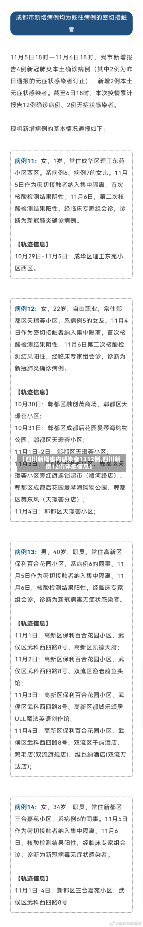 【四川新增省内感染者1312例,四川新增12例详细信息】-第2张图片
