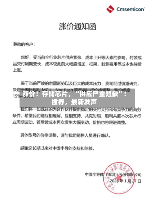 涨价！存储芯片	，“供应严重短缺	”！世界投行，最新发声-第2张图片