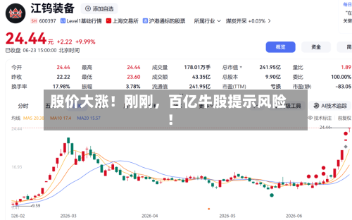 股价大涨！刚刚，百亿牛股提示风险！-第2张图片