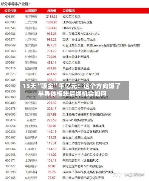 15天“吸金	”千亿元！这个方向爆了 半导体板块后续机会如何-第3张图片