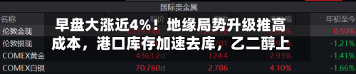 早盘大涨近4%！地缘局势升级推高成本，港口库存加速去库，乙二醇上方空间还有多大？-第2张图片