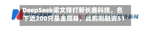 DeepSeek梁文锋打新长鑫科技	，名下近200只基金现身，此前刚融资510亿-第3张图片