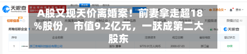 A股又现天价离婚案！前妻拿走超18%股份	，市值9.2亿元，一跃成第二大股东-第2张图片