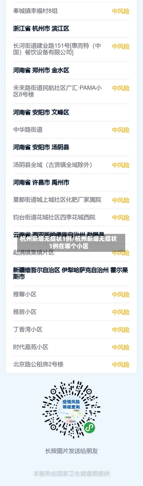 杭州新增无症状1例/杭州新增无症状1例在哪个小区