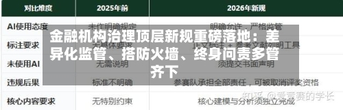金融机构治理顶层新规重磅落地：差异化监管、搭防火墙	、终身问责多管齐下-第2张图片