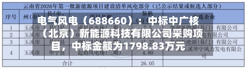 电气风电（688660）：中标中广核（北京）新能源科技有限公司采购项目，中标金额为1798.83万元-第2张图片