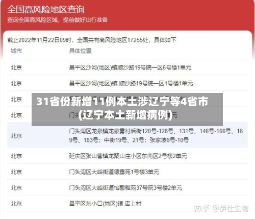 31省份新增11例本土涉辽宁等4省市(辽宁本土新增病例)