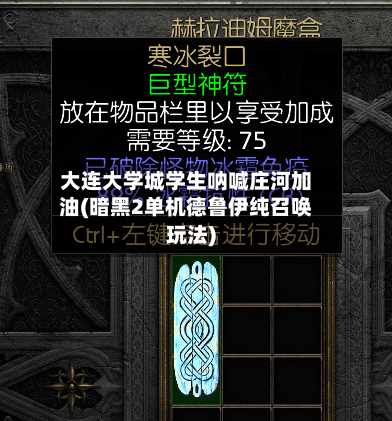 大连大学城学生呐喊庄河加油(暗黑2单机德鲁伊纯召唤玩法)-第3张图片