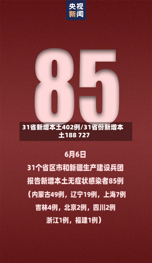 31省新增本土402例/31省份新增本土188 727