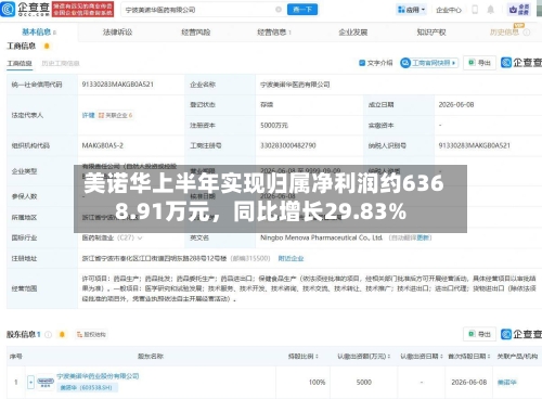 美诺华上半年实现归属净利润约6368.91万元，同比增长29.83%-第2张图片