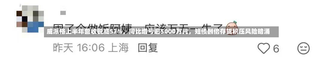 威派格上半年营收锐减57%，同比增亏逾5000万元	，短债翻倍存货积压风险暗涌-第3张图片