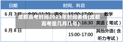成都高考时间2023年时间表格(成都高考是几月几号)