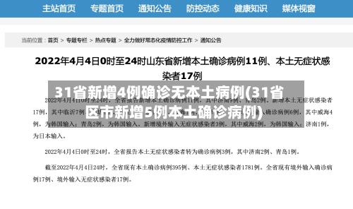 31省新增4例确诊无本土病例(31省区市新增5例本土确诊病例)
