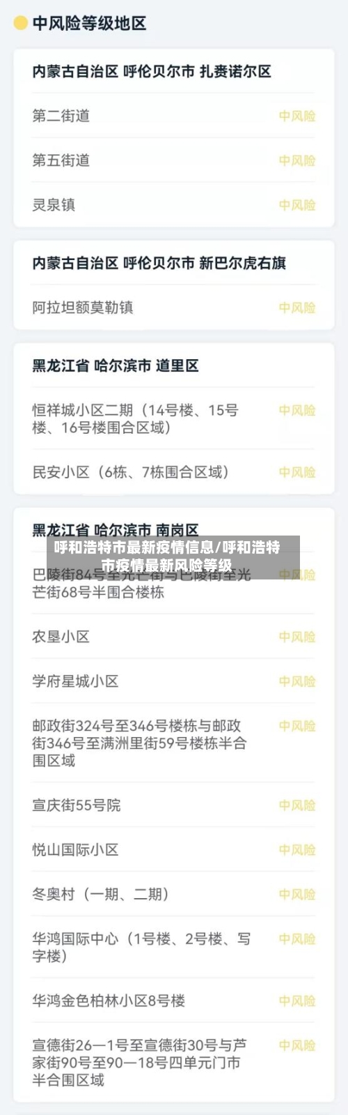 呼和浩特市最新疫情信息/呼和浩特市疫情最新风险等级