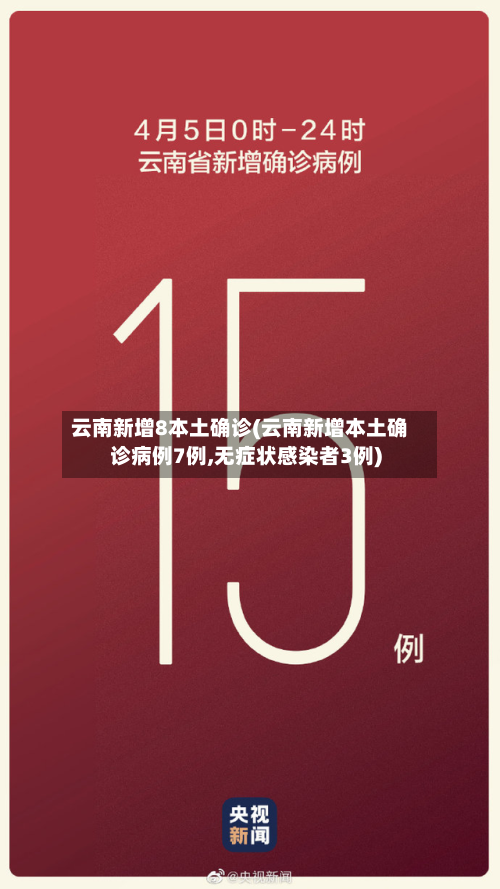 云南新增8本土确诊(云南新增本土确诊病例7例,无症状感染者3例)