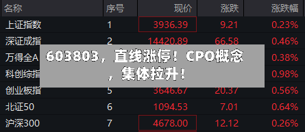 603803，直线涨停！CPO概念，集体拉升！-第3张图片