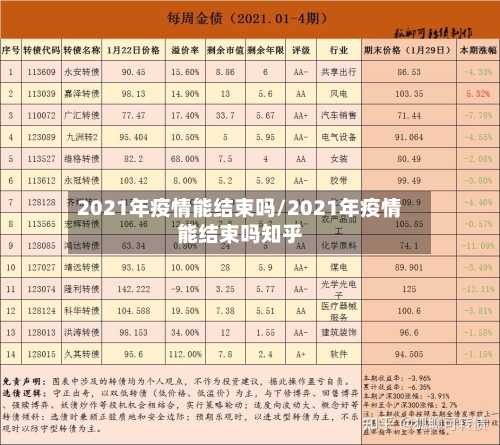 2021年疫情能结束吗/2021年疫情能结束吗知乎