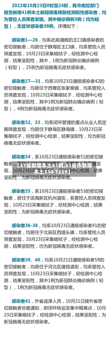 【31省新增本土41例,31省市新增本土314 1359】-第2张图片