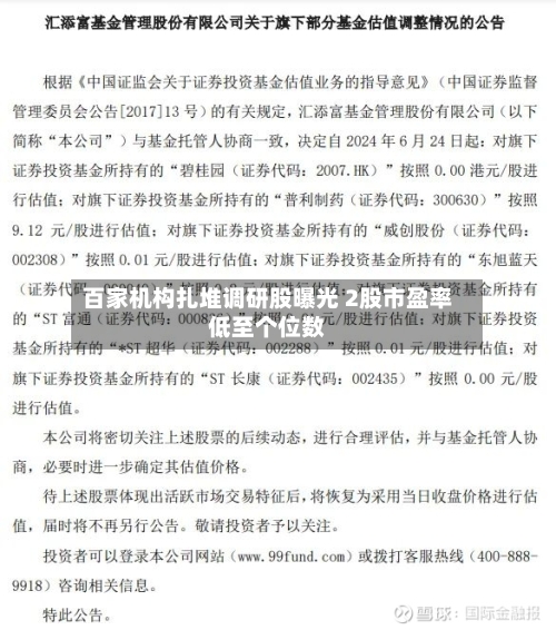 百家机构扎堆调研股曝光 2股市盈率低至个位数-第2张图片