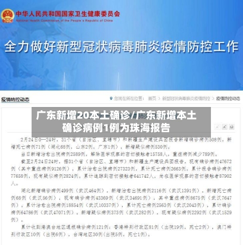 广东新增20本土确诊/广东新增本土确诊病例1例为珠海报告