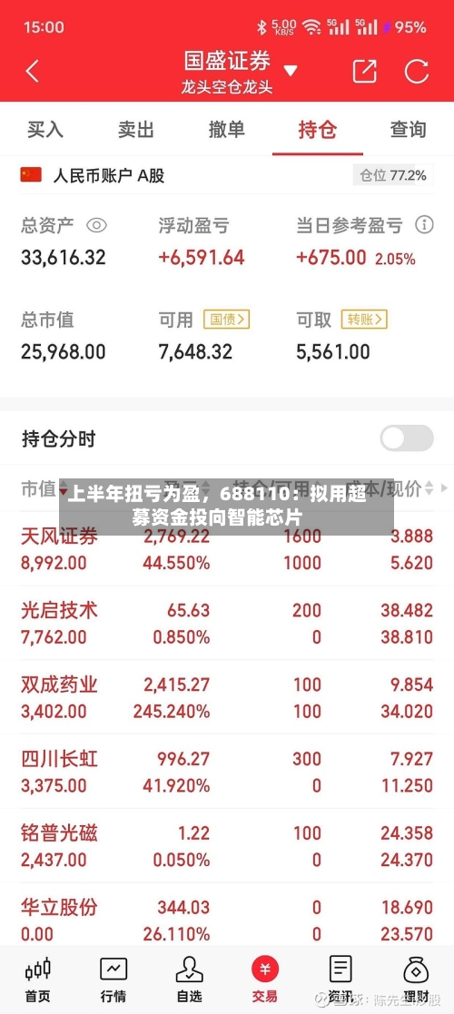 上半年扭亏为盈，688110：拟用超募资金投向智能芯片