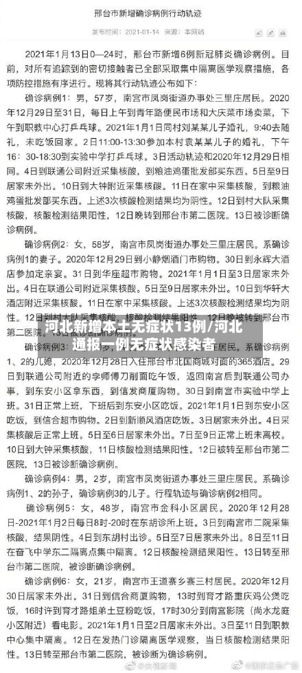 河北新增本土无症状13例/河北通报一例无症状感染者-第2张图片