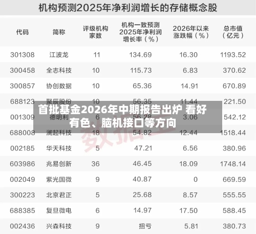 首批基金2026年中期报告出炉 看好有色、脑机接口等方向-第2张图片