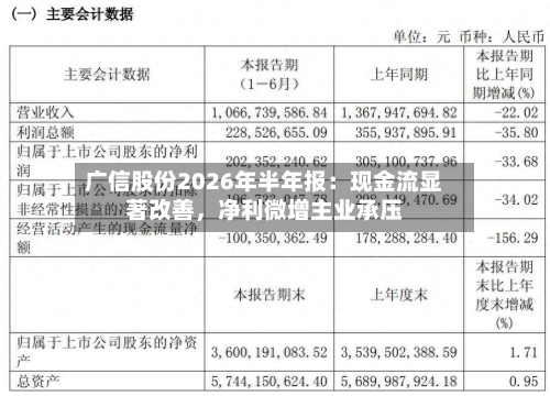 广信股份2026年半年报：现金流显著改善，净利微增主业承压