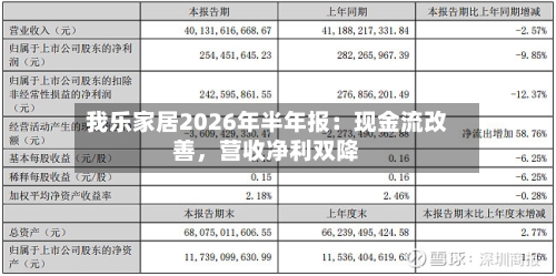 我乐家居2026年半年报：现金流改善，营收净利双降-第2张图片