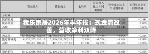 我乐家居2026年半年报：现金流改善，营收净利双降-第3张图片