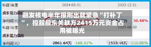 融发核电半年报刚出就紧急“打补丁”	，控股股东关联方2415万元资金占用被曝光-第2张图片