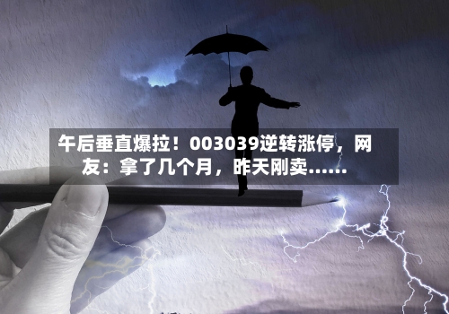 午后垂直爆拉！003039逆转涨停	，网友：拿了几个月，昨天刚卖……-第2张图片