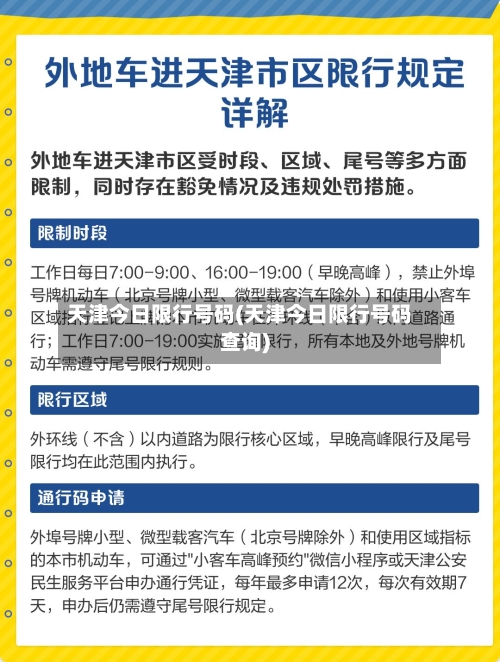 天津今日限行号码(天津今日限行号码查询)